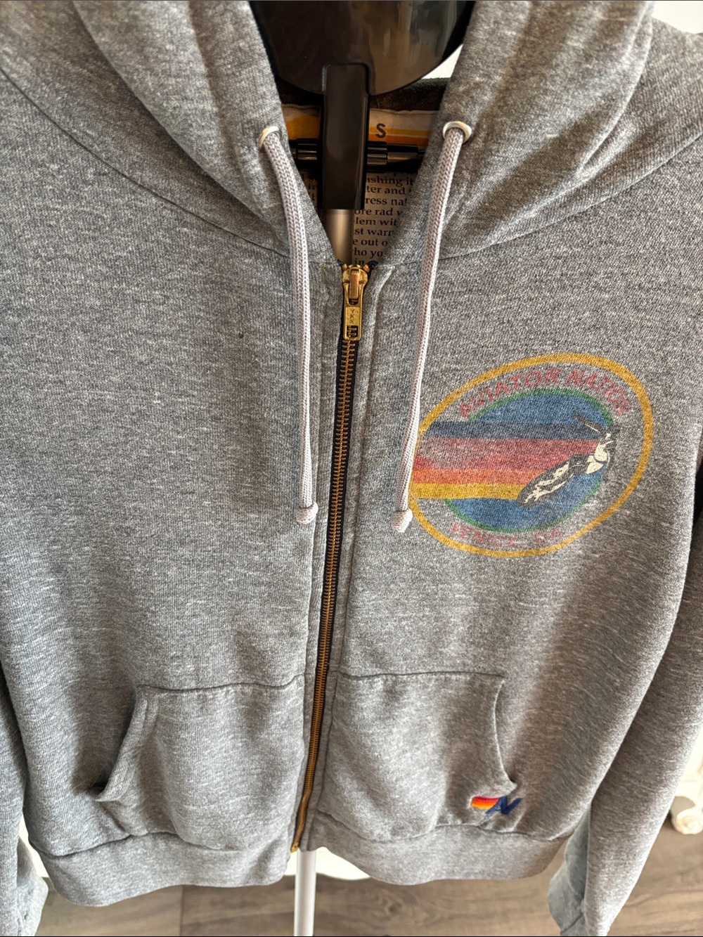 Aviator Nation Full Zip Hoodie ~ Small ~ Heathered Grey - Picture 8 of 16